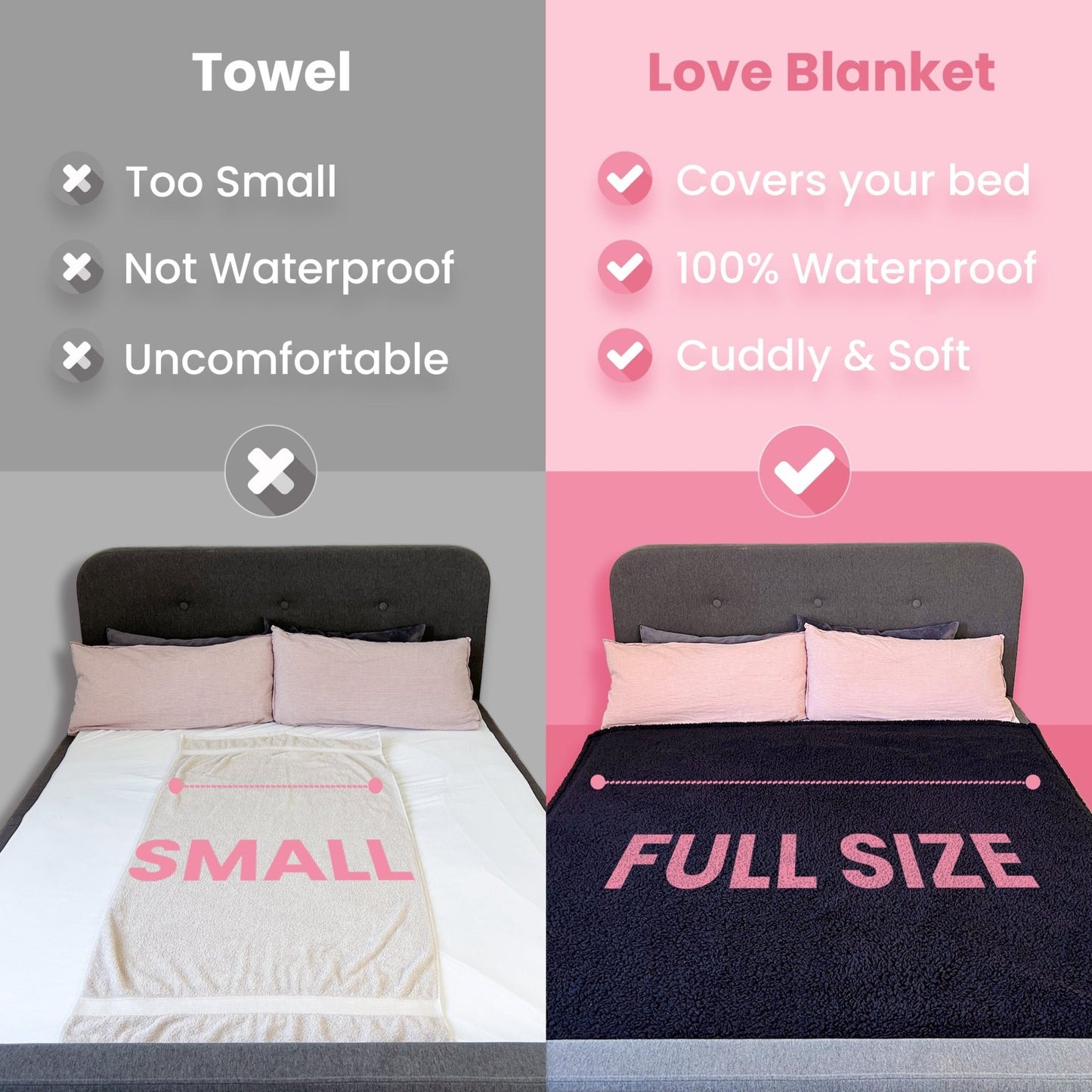 love blanket and towel comparison size waterproof and comfort