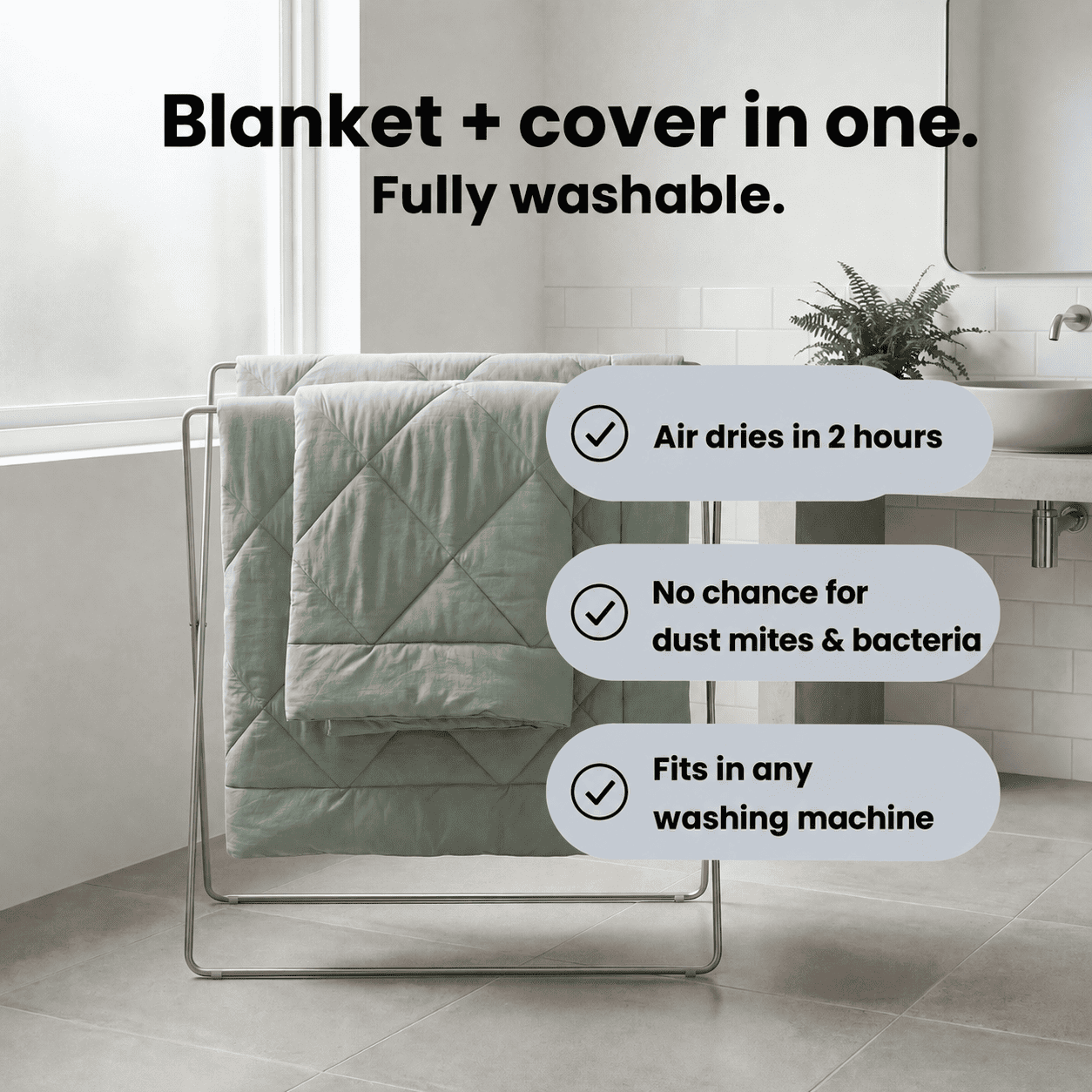 EasySleep Blanket® Quick-drying 2-in-1 duvet that eliminates the need for bedding. - Love Blanket