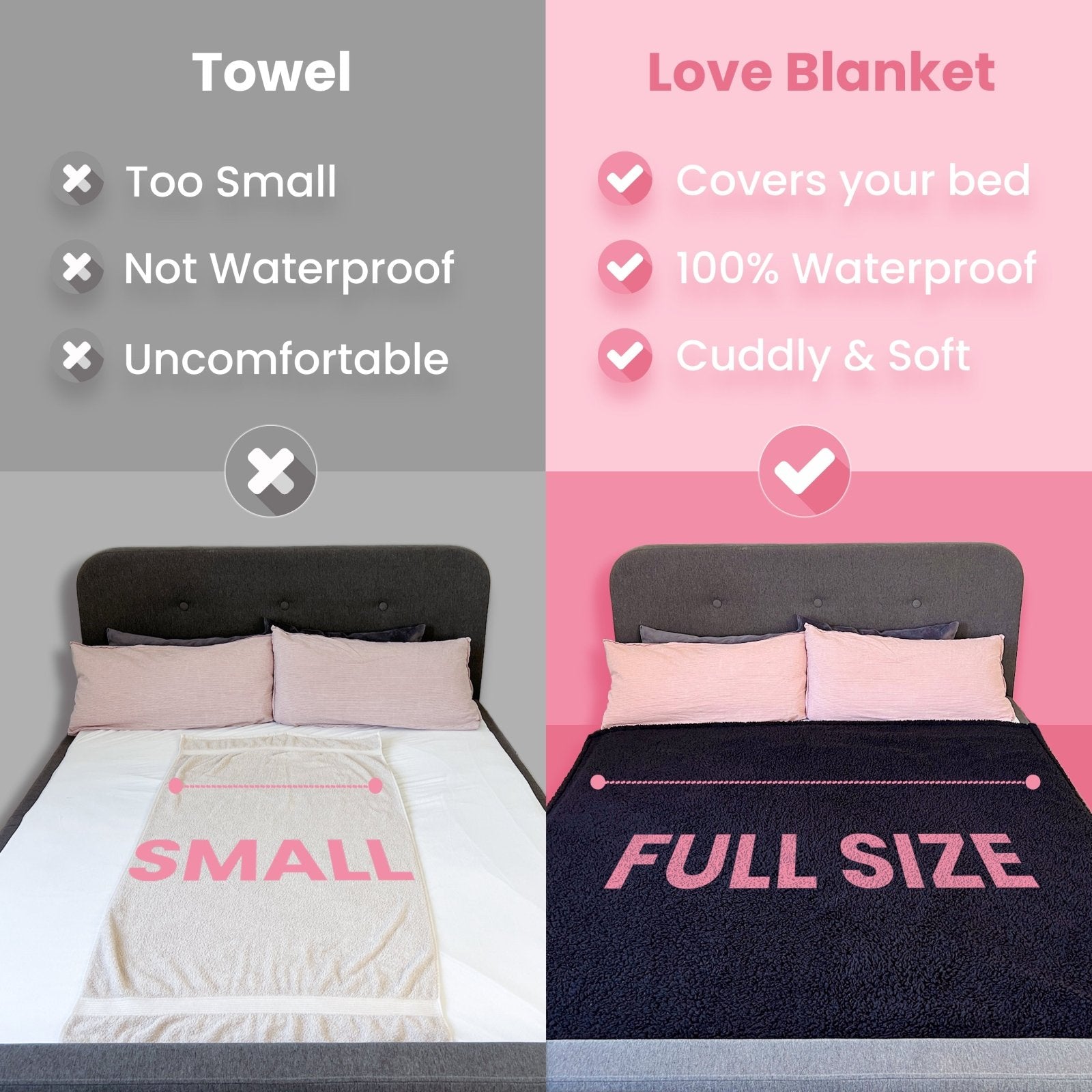 love blanket and towel comparison size waterproof and comfort